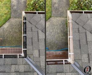 before and after photo of gutters in new westminster
