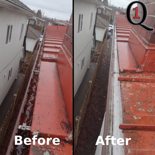 Metal roof in Vancouver with gutters cleaned