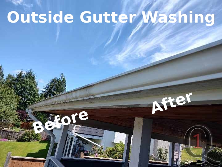 Gutter facing in Coquitlam washed before and after