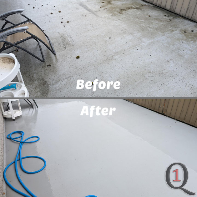 Painted Wood Deck Powerwashing before and after